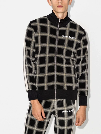 Shop Palm Angels Checked Track Jacket In Black