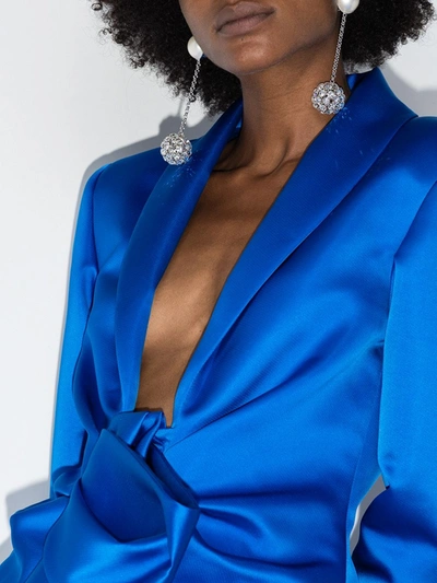 Shop Alessandra Rich Silver Tone Sapphire Pearl Earrings In Metallic