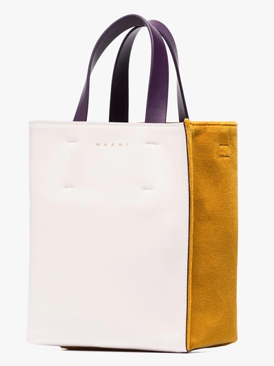 Shop Marni Multicoloured Museo Velvet And Leather Tote Bag In Purple