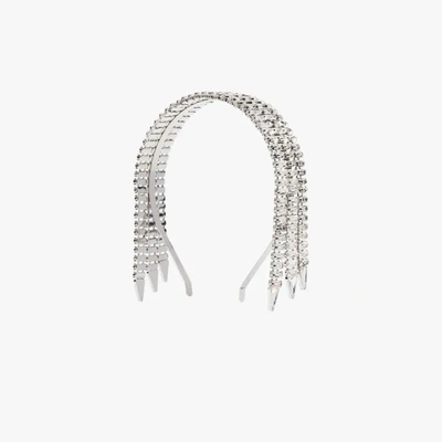 Shop Gucci Silver Tone Crystal Tassel Headband