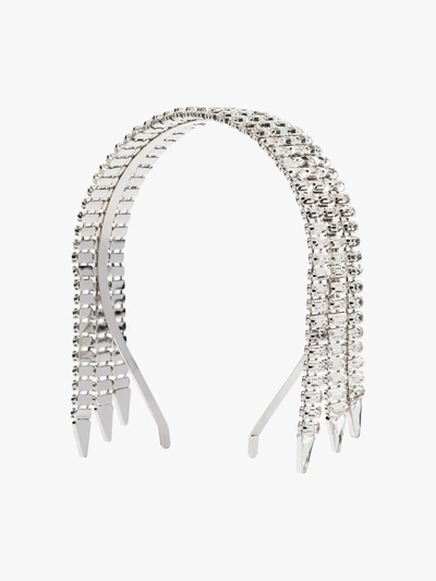 Shop Gucci Silver Tone Crystal Tassel Headband