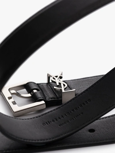 Shop Saint Laurent Black Monogram Leather Belt