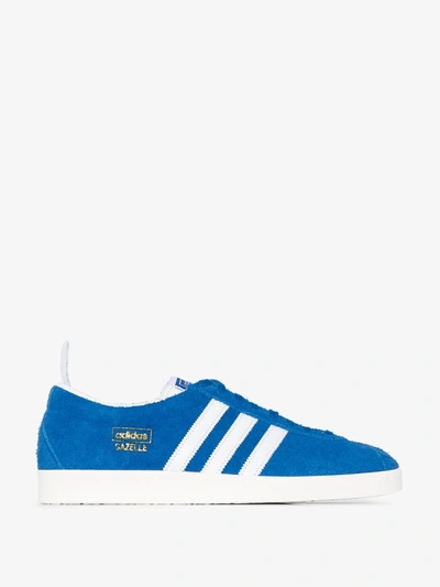 Shop Adidas Originals Blue Gazelle Vintage Suede Sneakers