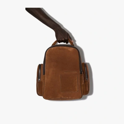 Shop Ermenegildo Zegna Brown Suede Backpack