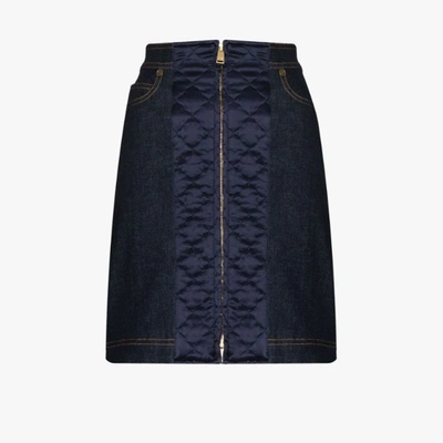 Shop Fendi Blue Quilted Denim Mini Skirt