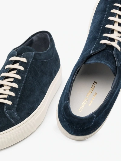 Shop Common Projects Navy Achilles Suede Low Top Sneakers In Blue