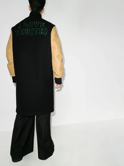 Shop Raf Simons American Longline Letterman Jacket In Black