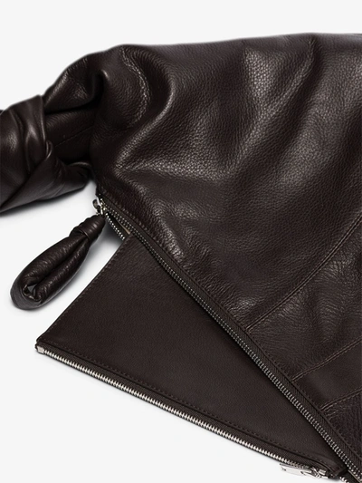 Shop Lemaire Brown Giant Croissant Leather Shoulder Bag