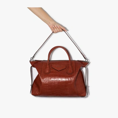 Shop Givenchy Red Antigona Soft Medium Leather Tote Bag