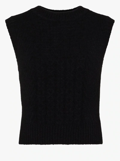 Shop Low Classic Cable Knit Open Back Vest In Black