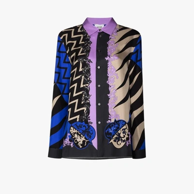 Shop Emilio Pucci Black X Koché Lupa Print Silk Shirt