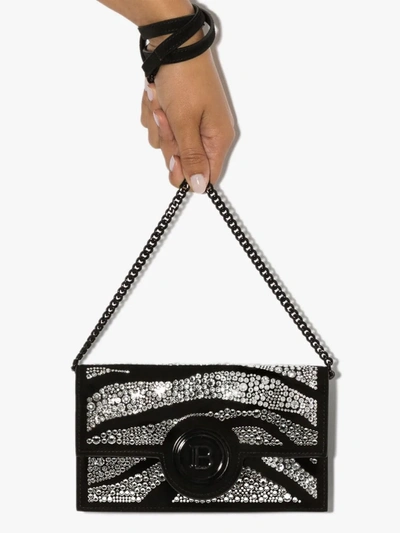 Shop Balmain Black Crystal Embellished Mini Bag