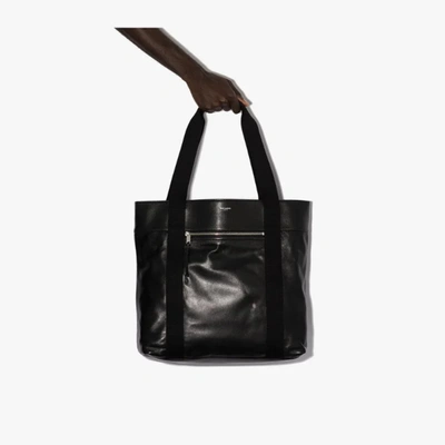 Shop Saint Laurent Black Daily Cabas Leather Tote Bag