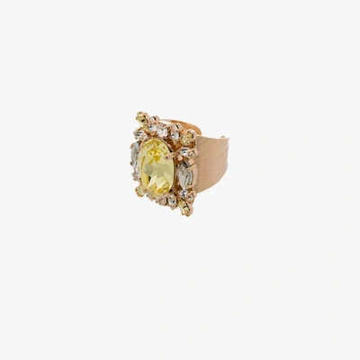 Shop Anton Heunis Gold-plated Crystal Cluster Ring In Yellow
