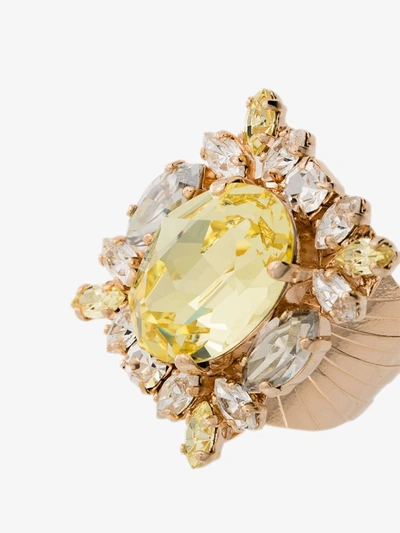 Shop Anton Heunis Gold-plated Crystal Cluster Ring In Yellow