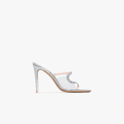 Shop Alexandre Vauthier Ava Ghost 100 Leather Sandals In Silver
