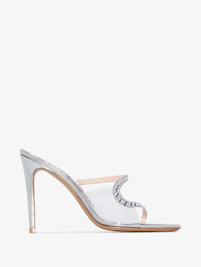 Shop Alexandre Vauthier Ava Ghost 100 Leather Sandals In Silver