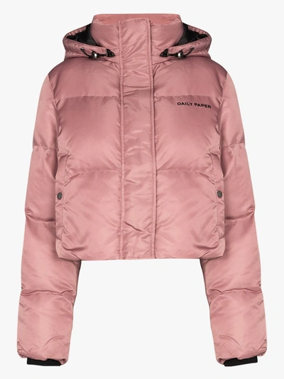 Shop Daily Paper Epuff Cropped Puffer Jacket In Pink
