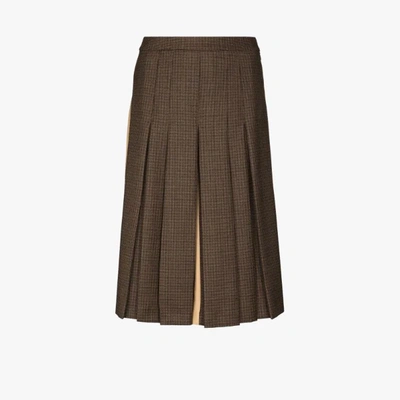 Shop Maison Margiela Contrast Panel Pleated Shorts In Brown