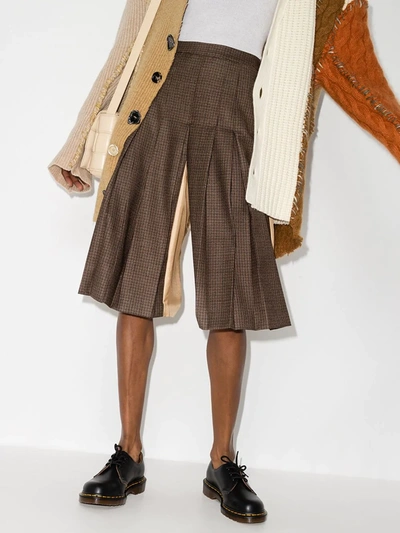 Shop Maison Margiela Contrast Panel Pleated Shorts In Brown