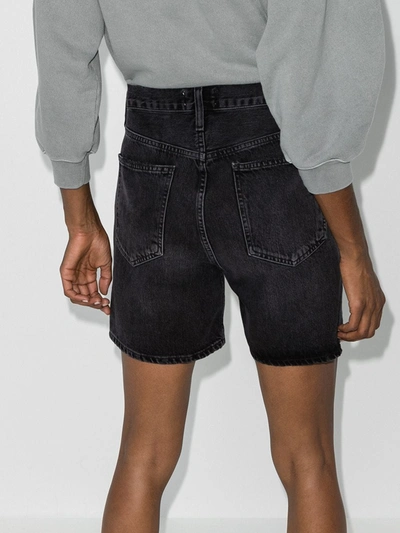 Shop Agolde Wrap Waist Denim Shorts In Black