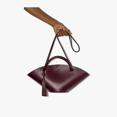 Shop Jil Sander Purple Sombrero Small Leather Tote Bag