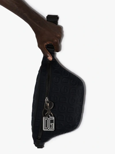 Shop Dolce & Gabbana Black Embossed Logo Cross Body Bag