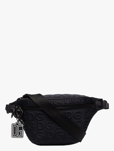 Shop Dolce & Gabbana Black Embossed Logo Cross Body Bag