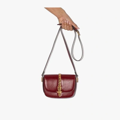 Shop Gucci Red Sylvie 1969 Leather Saddle Bag