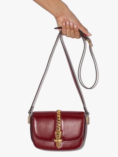 Shop Gucci Red Sylvie 1969 Leather Saddle Bag