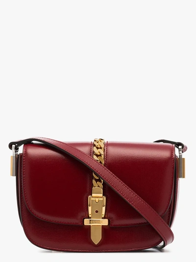 Shop Gucci Red Sylvie 1969 Leather Saddle Bag