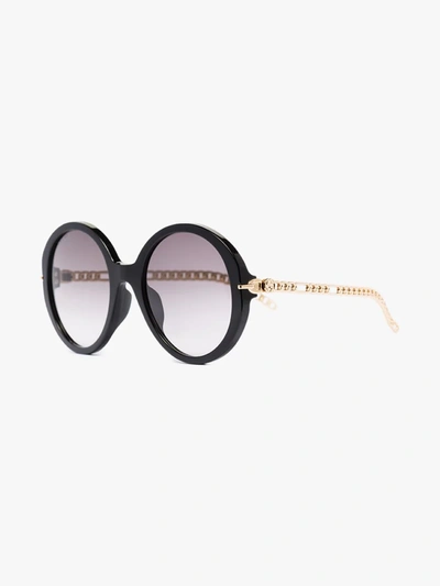 Shop Gucci Black Logo Chain Round Sunglasses