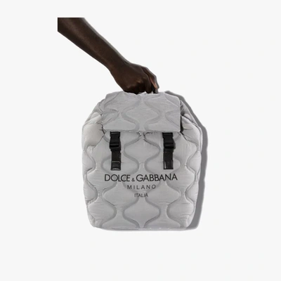 Shop Dolce & Gabbana Grey Palermo Logo Print Backpack