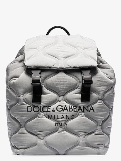 Shop Dolce & Gabbana Grey Palermo Logo Print Backpack