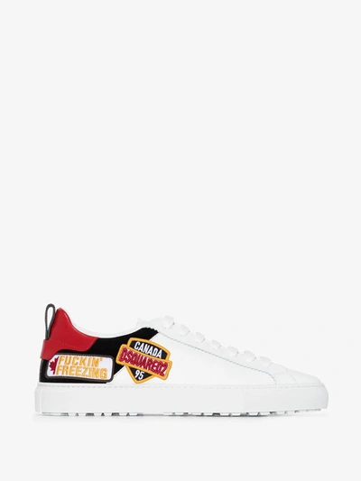 Shop Dsquared2 White Lo Canada Patch Sneakers