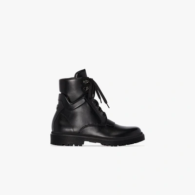 Shop Moncler Patty Flat Leather Boots In Black