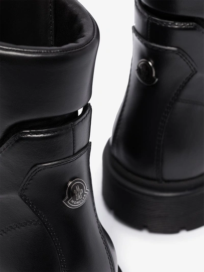 Shop Moncler Patty Flat Leather Boots In Black