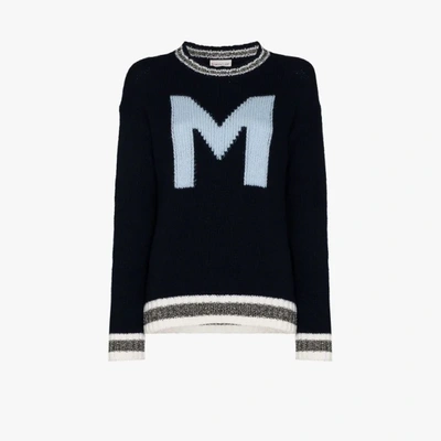 Shop Moncler 'girocollo' Pullover Mit Logo In Blau