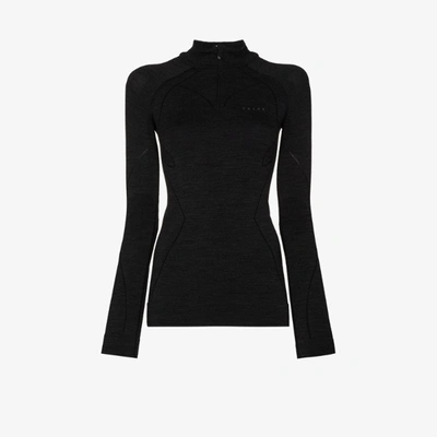 Shop Falke Long Sleeve Zip Top In Black