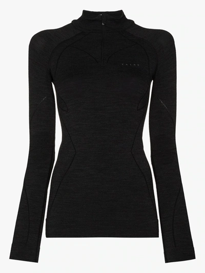 Shop Falke Long Sleeve Zip Top In Black