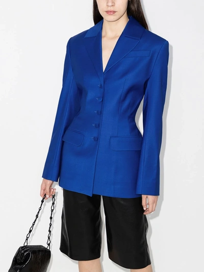 Shop Aleksandre Akhalkatsishvili Fitted Waist Blazer In Blue