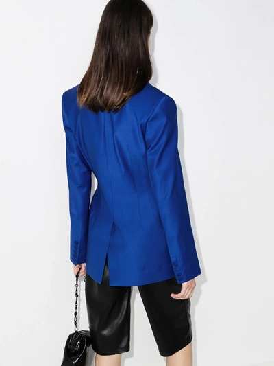 Shop Aleksandre Akhalkatsishvili Fitted Waist Blazer In Blue