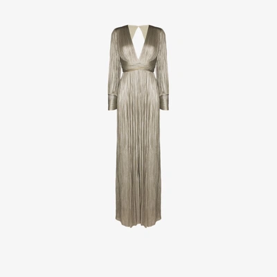 Shop Maria Lucia Hohan Smaranda Pleated Silk Gown In Grey