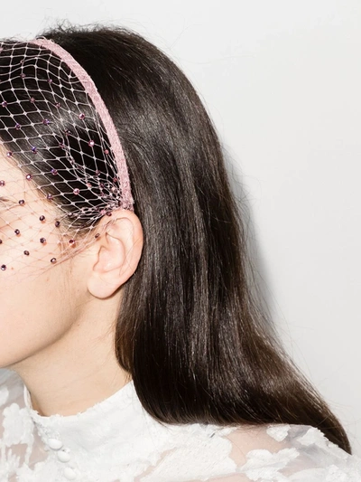 Shop Gigi Burris Millinery Pink Charlotte Crystal Veil Headband