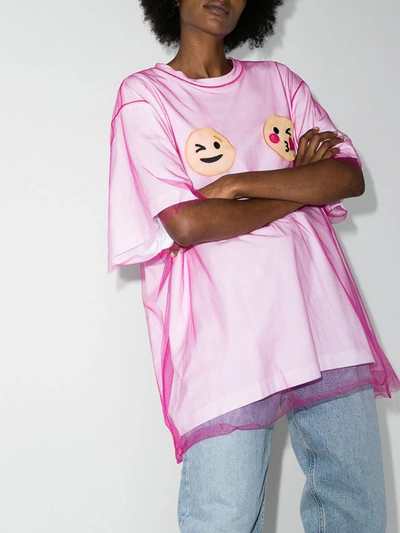 Shop Viktor & Rolf Layered Smiley Face T-shirt In Pink