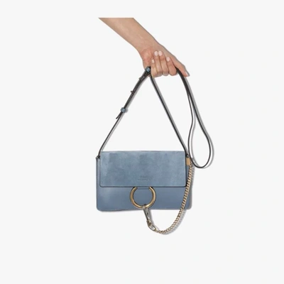 Shop Chloé Blue Faye Small Leather Shoulder Bag