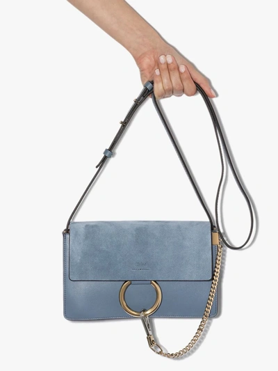 Shop Chloé Blue Faye Small Leather Shoulder Bag