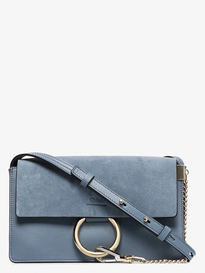 Shop Chloé Blue Faye Small Leather Shoulder Bag