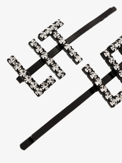Shop Ashley Williams Silver Tone Lit Crystal Hair Clip Set In Black