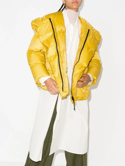 Shop Issey Miyake Detachable Sleeve Puffer Jacket In Yellow